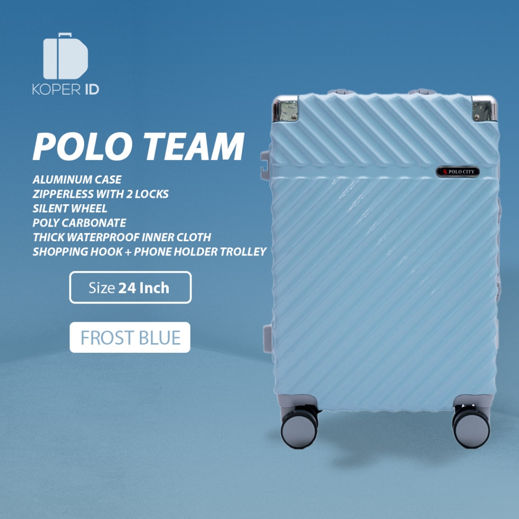 Koper Hardcase Aluminum Polo City No Zipper Size Bagasi 24 Inch - 7001
