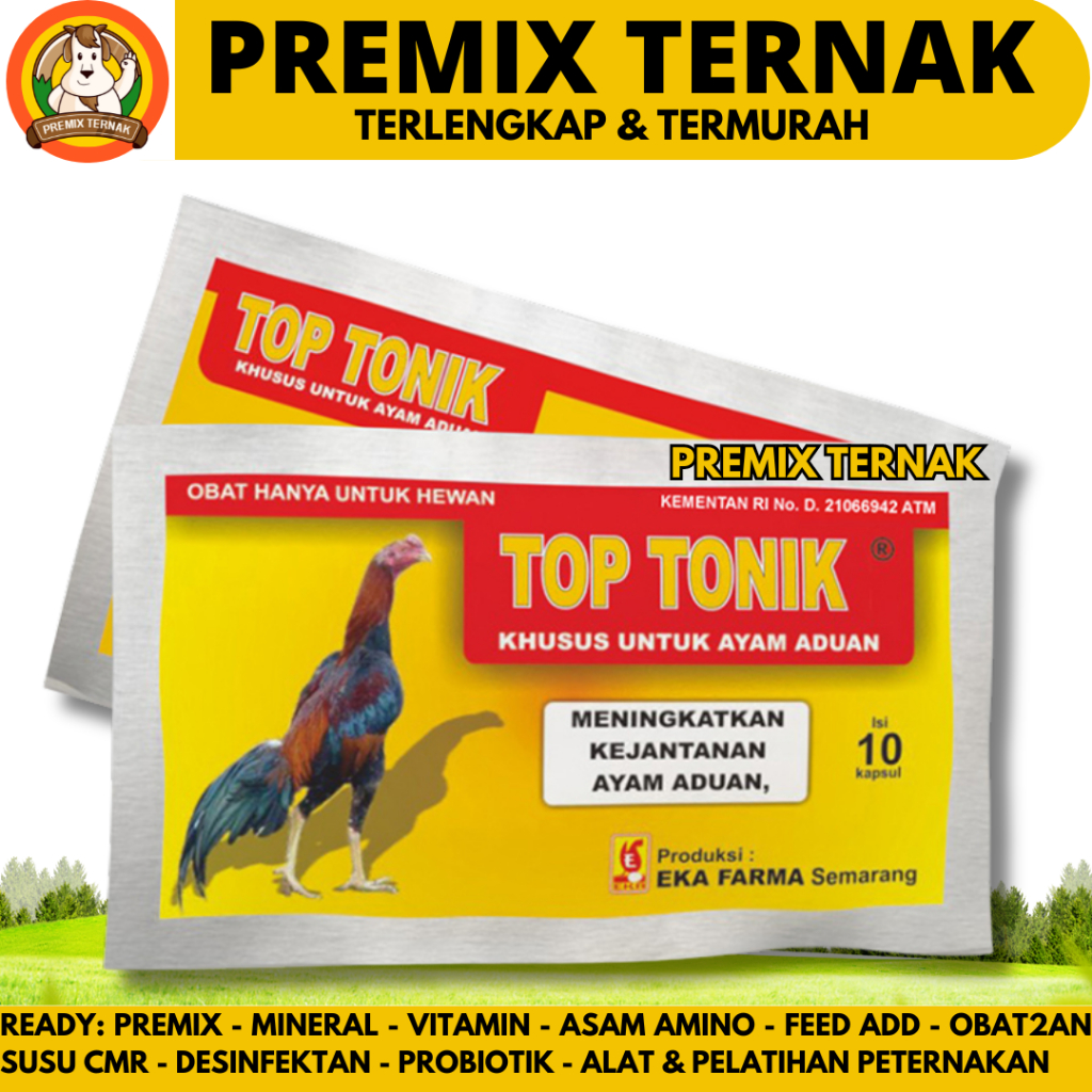 TOP TONIK 10 KAPSUL EKA FARMA - Top Tonic Meningkatkan Kejantanan Ayam Aduan lIke Super Top Vit Top 