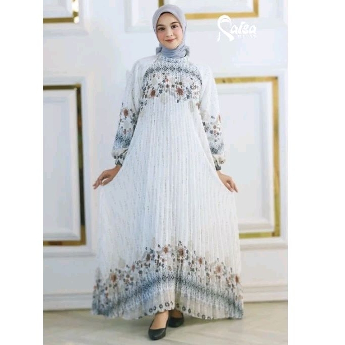 𝗥𝗔𝗜𝗦𝗔 𝗛𝗜𝗝𝗔𝗕 Gamis Ceruty babydoll Plisket motif bunga Cantik premium