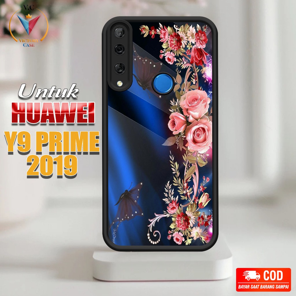 Case Hp Softcase glossy For HUAWEI Y9 PRIME 2019 BUNGA silikon Glass Casing Handphone Premium