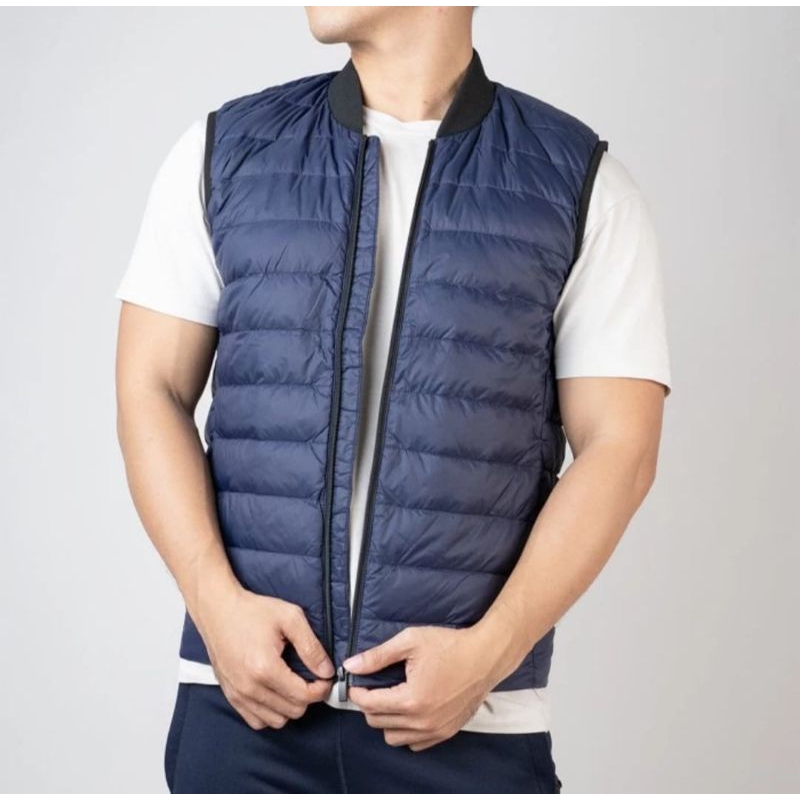 ROMPI PRIA BULU ANGSA TBJ NEARBY GOOSE DOWN LIGHTWEIGHT VEST OUTDOOR NAVY