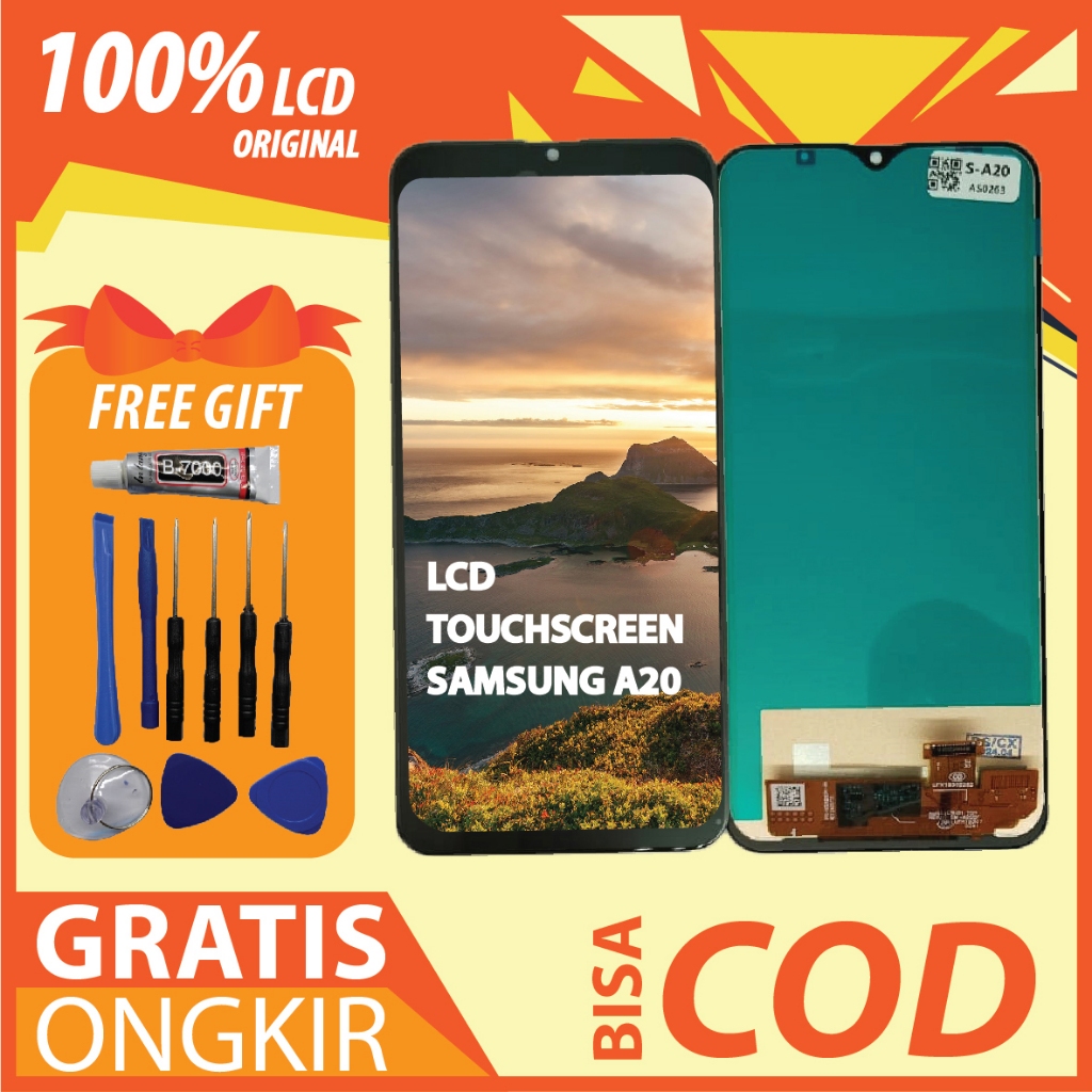 【ORIGINAL 100%】LCD TOUCHSCREEN SAMSUNG A20 FULLSET TOUCHSCREEN / ORIGINAL100%