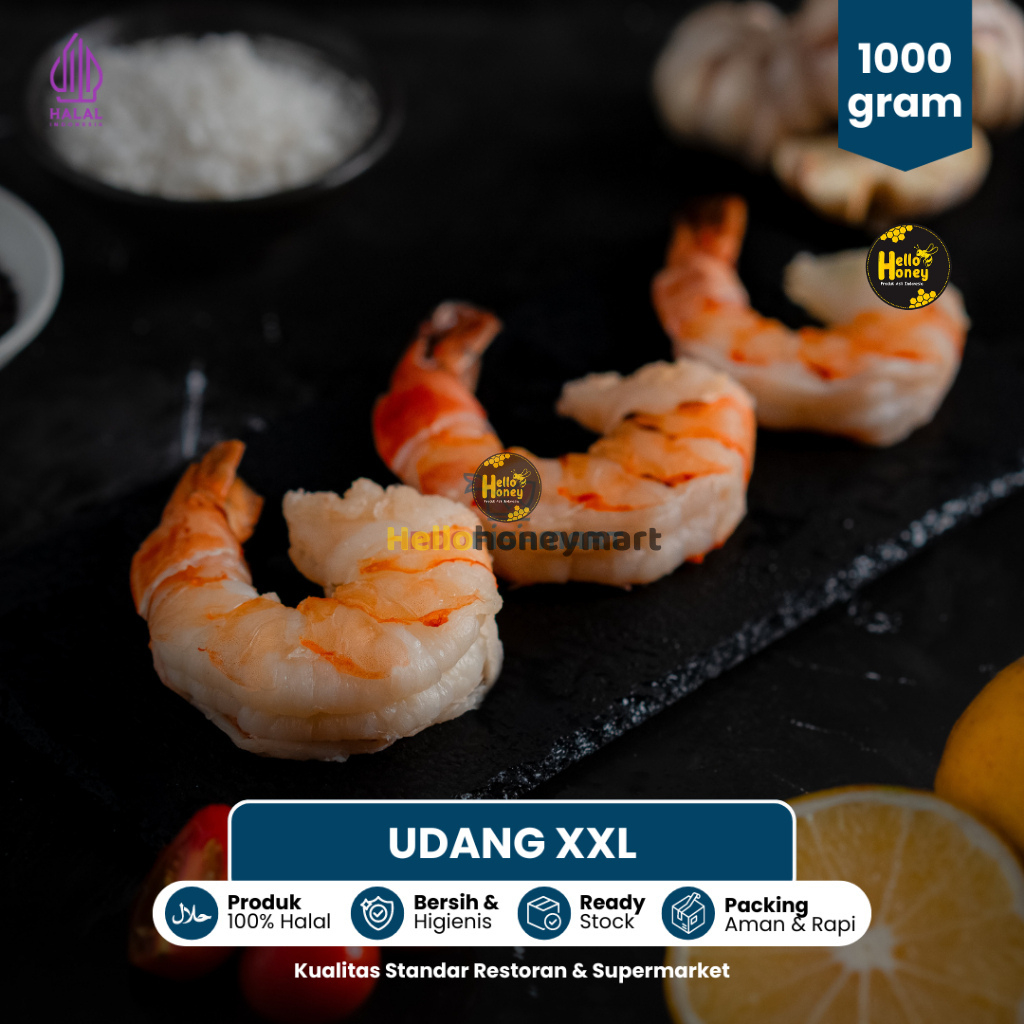 

Udang Vaname Kupas Bersih Size JUMBO XXL 1kg