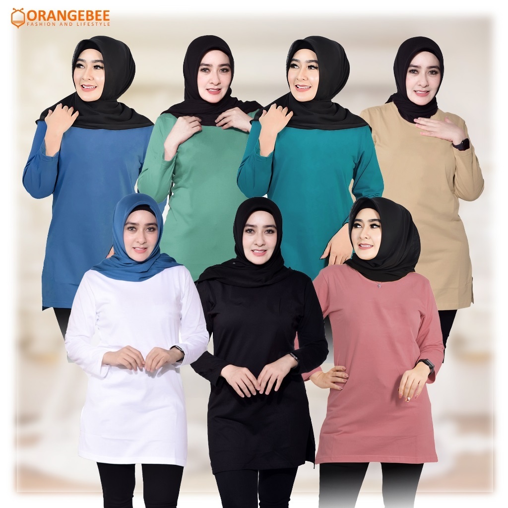 Tunik kaos Wanita - OrangeBee New Collection - Tunik Kaos - Tunik Muslimah - Tunik Kekinian - Tunik 