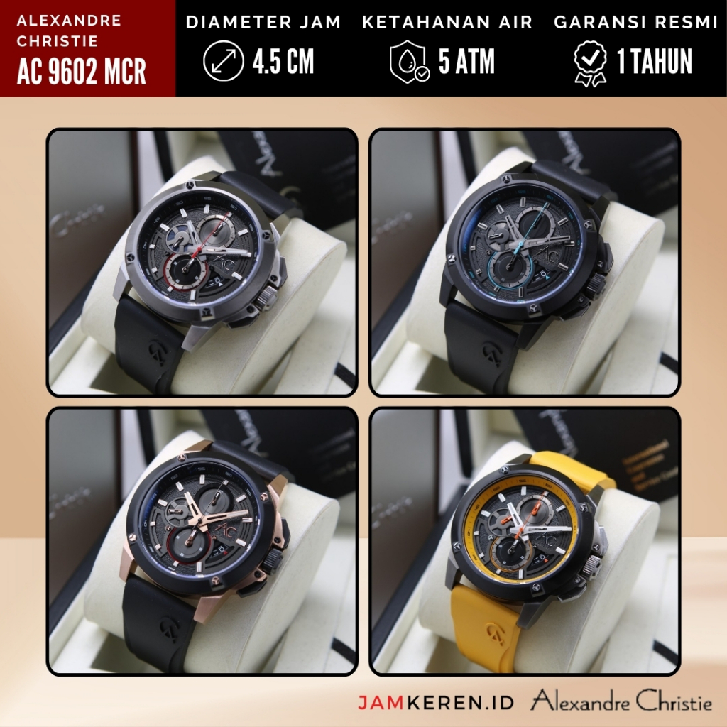 JAMKEREN Alexandre Christie AC 9602 MC Jam Tangan Pria Tali Karet Sport Original Garansi Resmi