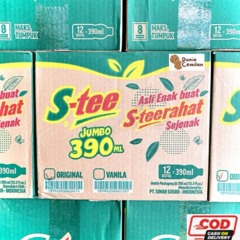 

[TERMURAH!] Stee Botol Jumbo 390ml 1 DUS isi 12 Botol - Teh Manis S-tee Grosir 1 Karton Murah Asli