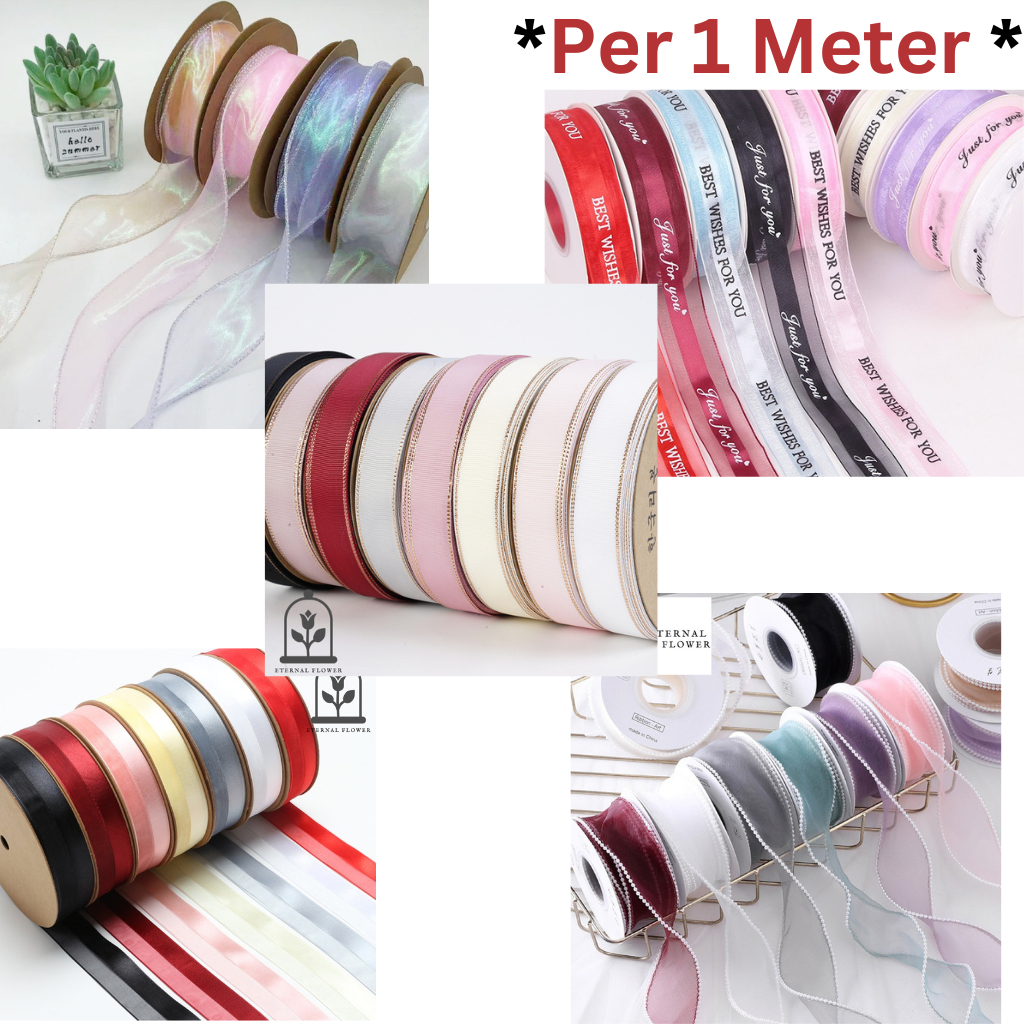 

(1METER) Pita Ribbon/Korea/HOLOGRAM Glossy & Mutiara pearl/pita organza