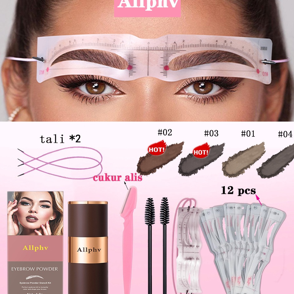 MURAH 224 NewALLPHV Eyebrow Powder Waterproof Cetakan Alis Tali GRATIS 12 Alis Cetakan TempelCukur A