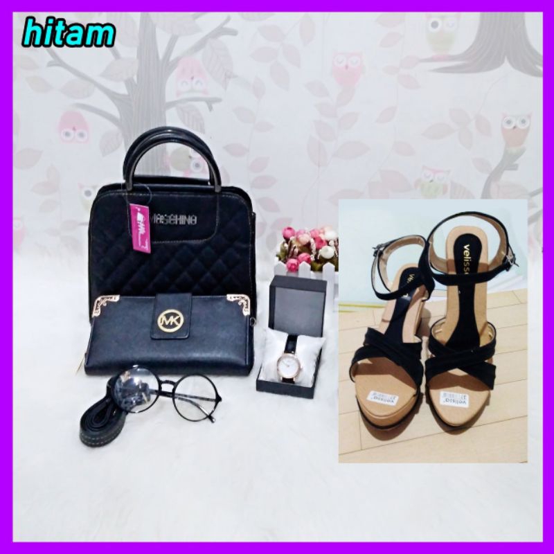 Tas paket seserahan hantaran lamaran pernikahan moschino 5in1 tas selempang kombi wedges tas paket h