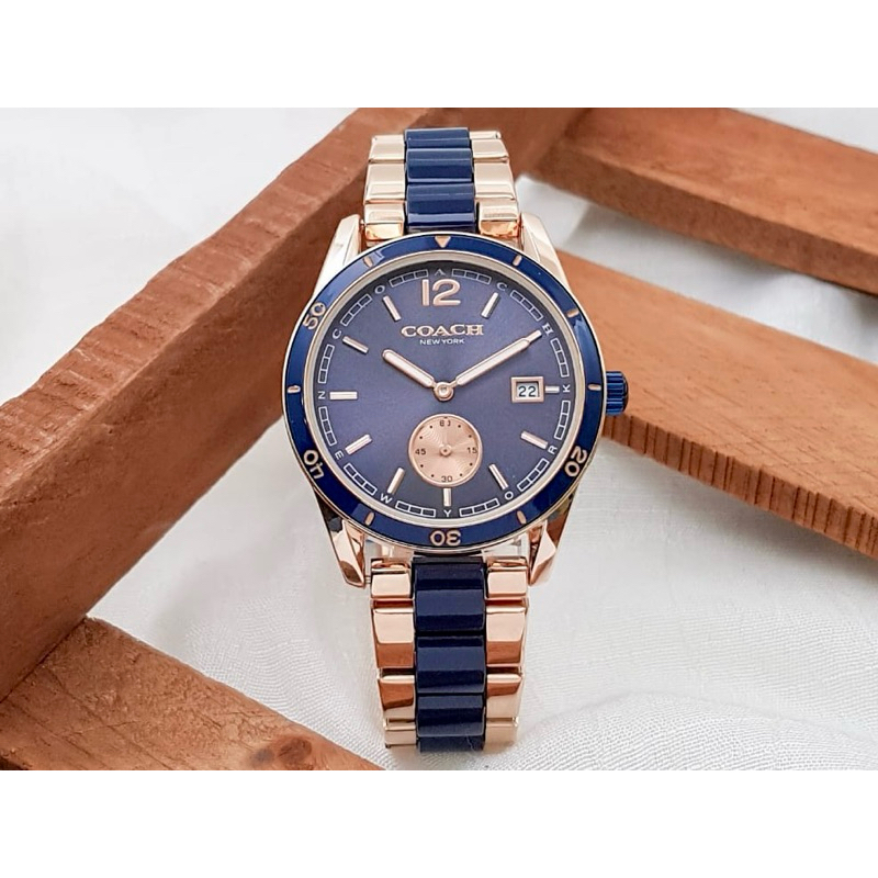 Jam Tangan Wanita Coach C1297 Detik Bawah & Date Aktif Rantai Combi Mika