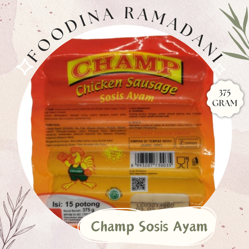 

CHAMP SOSIS Ayam - Chicken Sausage Fresh [ Isi 15 Pcs - Berat 375gr ] Harga Per BKS