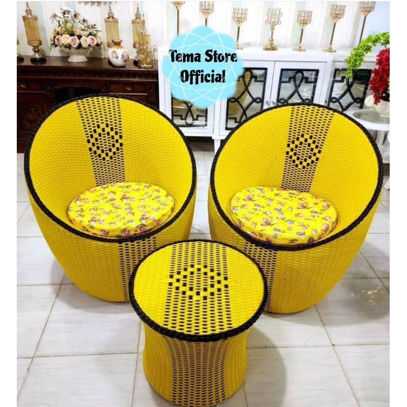 KURSI TERAS ROTAN SINTETIS GENTONG / KURSI TERAS ROTAN