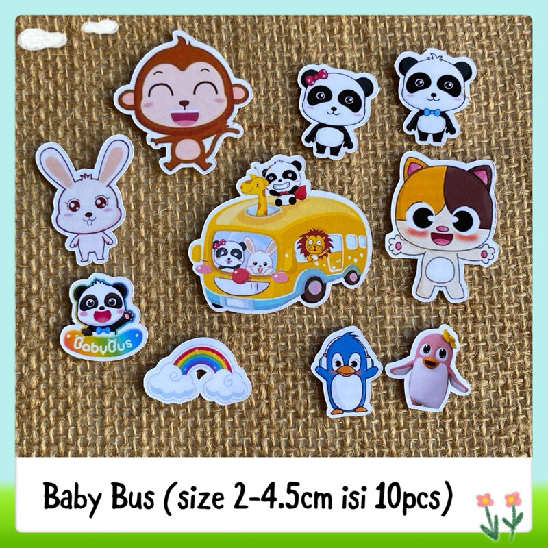 

10pcs sticker tempelan glossy baby bus