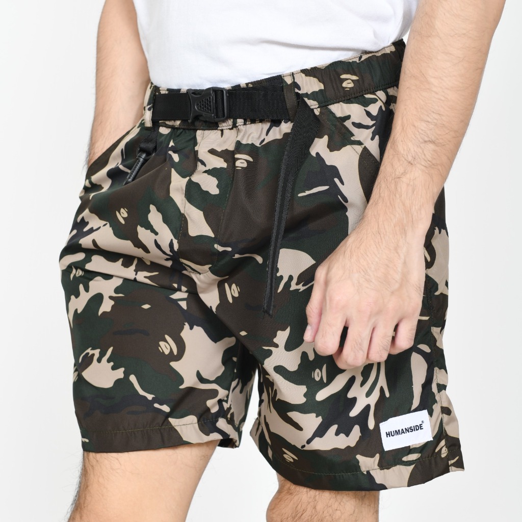 Humanside Celana Pendek Pria Boardshort Camo Loreng Army Ns Olive