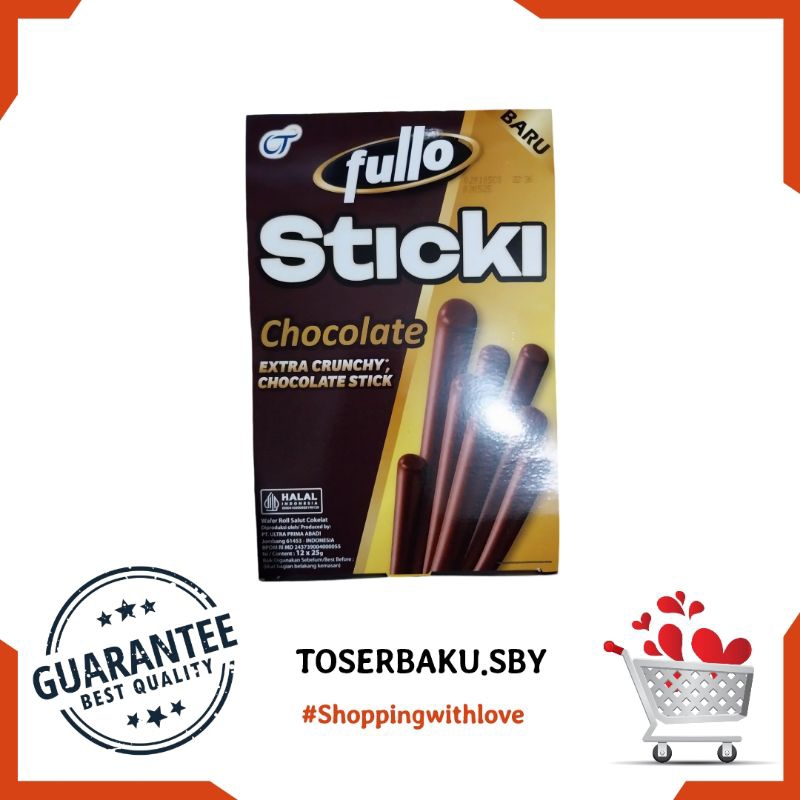 

New Fullo Sticki Chocolate Extra Crunchy 1 box isi 12 × 25 g / Chocolate Stick / Wafer Roll Salut Cokelat / Camilan / Snack