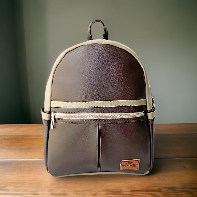 Rumah Warna Tas Ransel Tas Laptop 12 Inci  Noura Sephia SIze 28 x 13 x 36 cm
