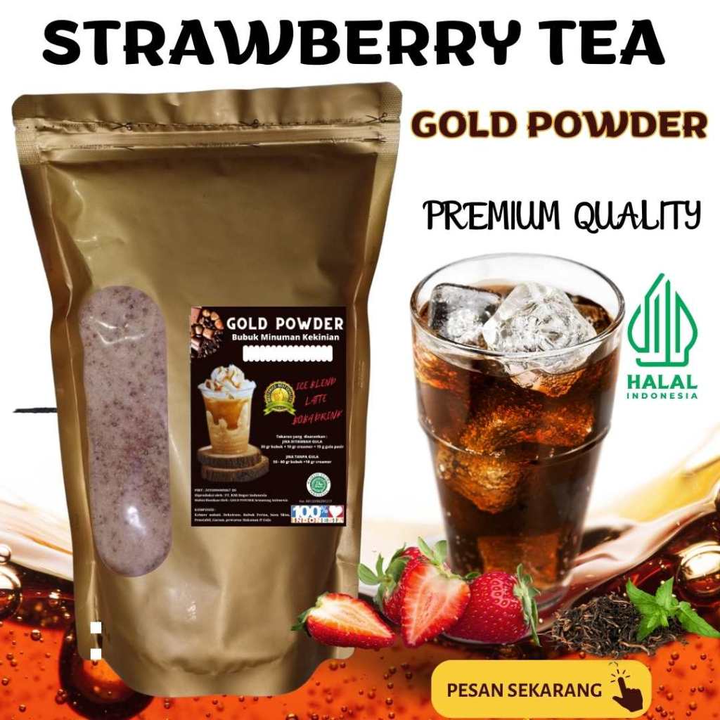 

1 Kg Gold Powder STRAWBERRY TEA | Bubuk Minuman Instan Rasa TEH STRAWBERI | Powder Drink | Es Teh