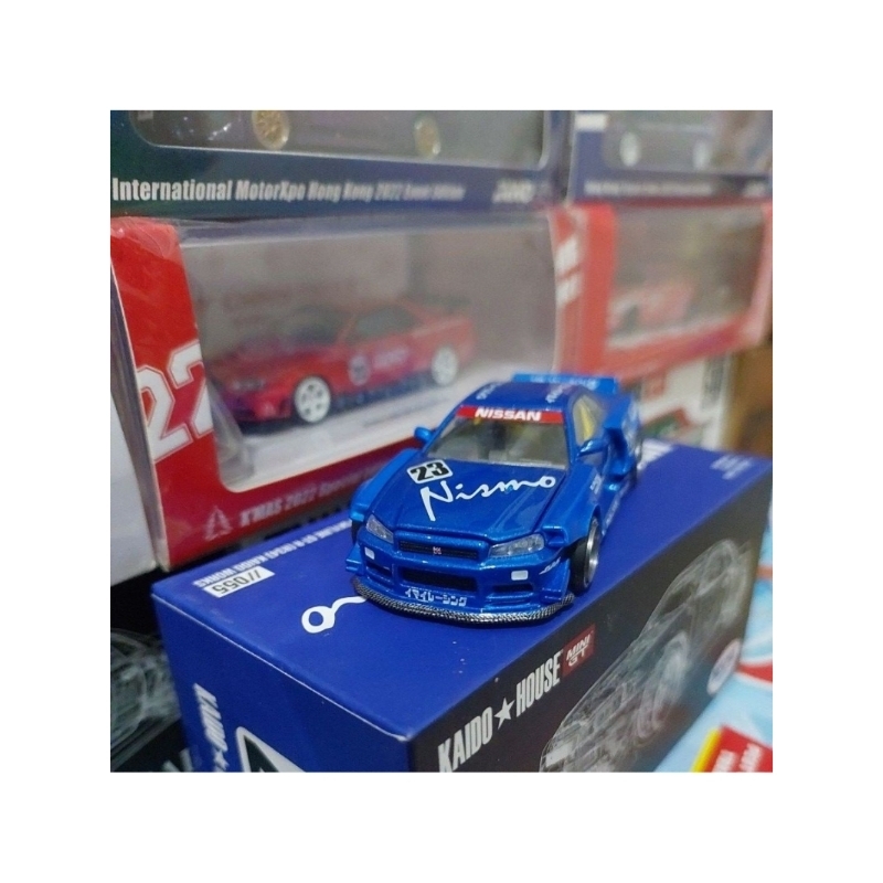 Diecast KAIDO HOUSE Mini GT Nissan Skyline GT-R R34 Nismo Biru