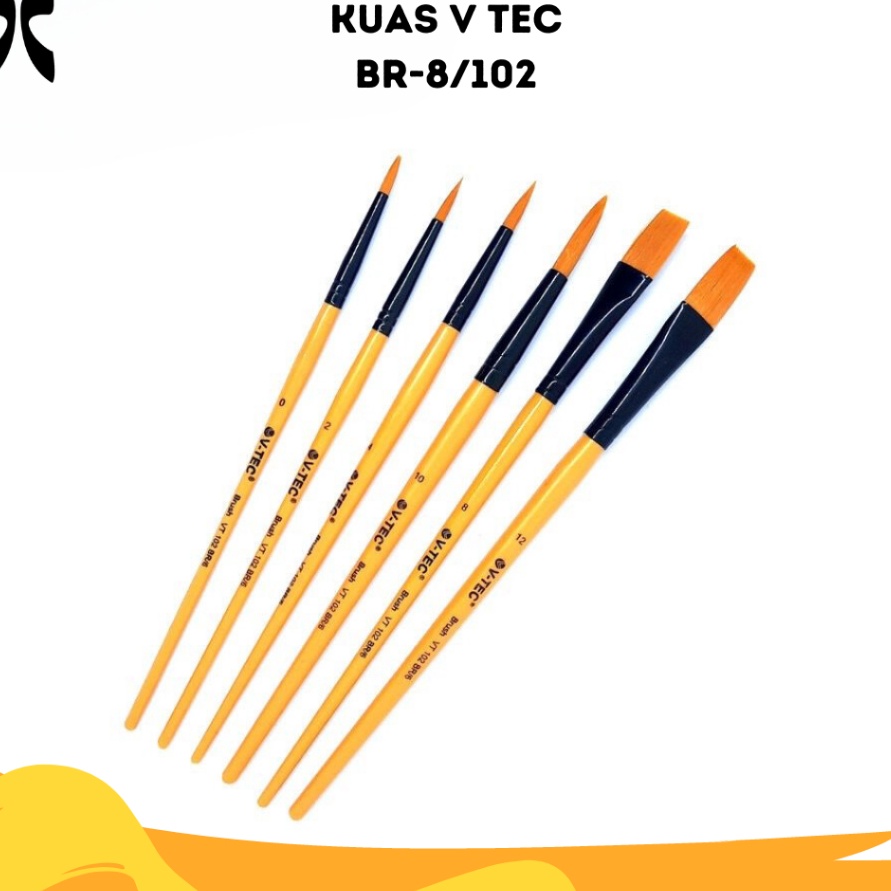 

TERLARIZZZ VTec Brush Kuas Cat Minyak Lukis Acrylic BR6 12 1set isi 6pcs vtec
