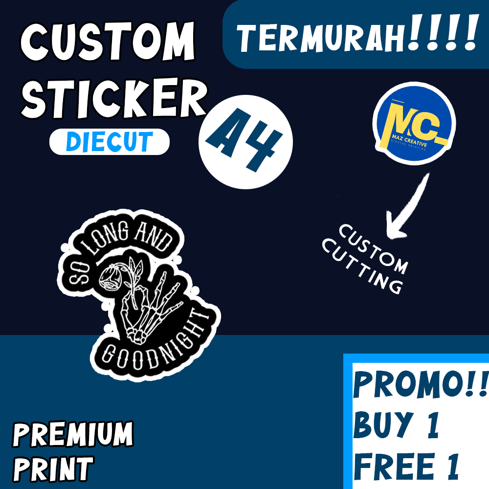 

(PROMO BUY 1 GET 1) Termurah Custom Sticker Desain Suka-Suka Lembaran A4 Cutting Sticker