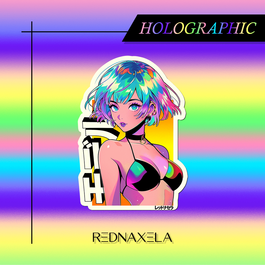 

Stiker Vinyl Hologram Hot Anime Girl Holographic Decorative Stickers