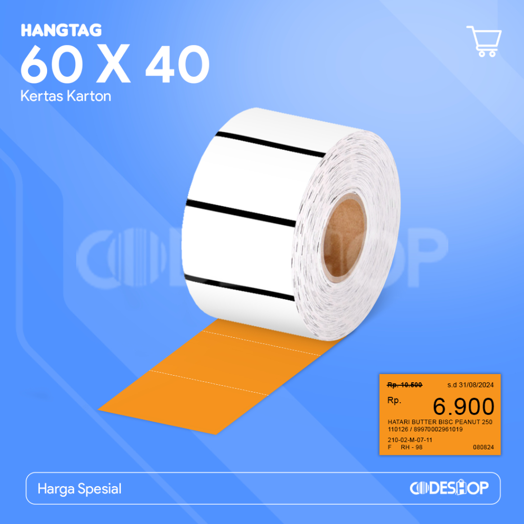 

Codeshop Label Harga Rak Minimarket Gondola 60 x 40 mm 1 Line Price Tag Karton Isi 1500 Pcs