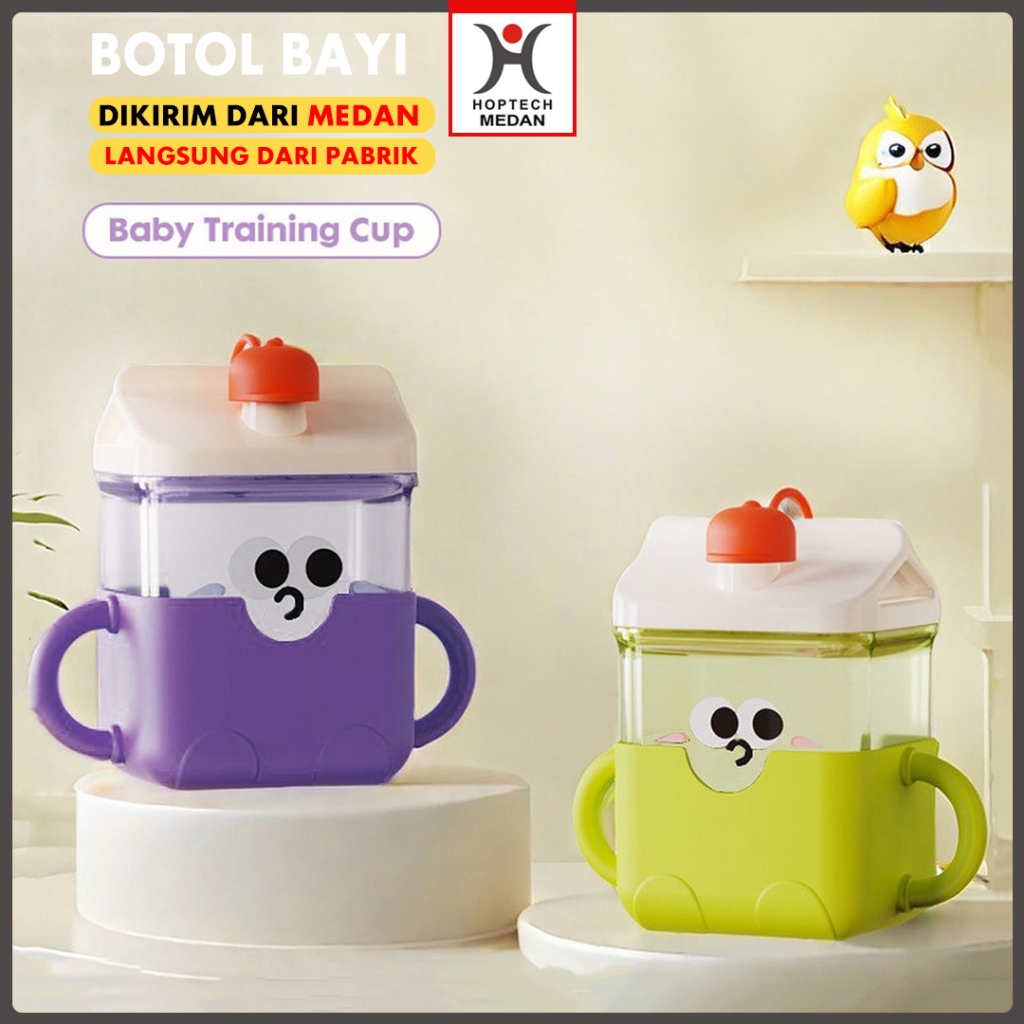 Hoptech-MD Baby Training Cup 400ml Baby Safe BPA FREE Botol Minum Bayi Sedotan Cangkir Anak Karakter