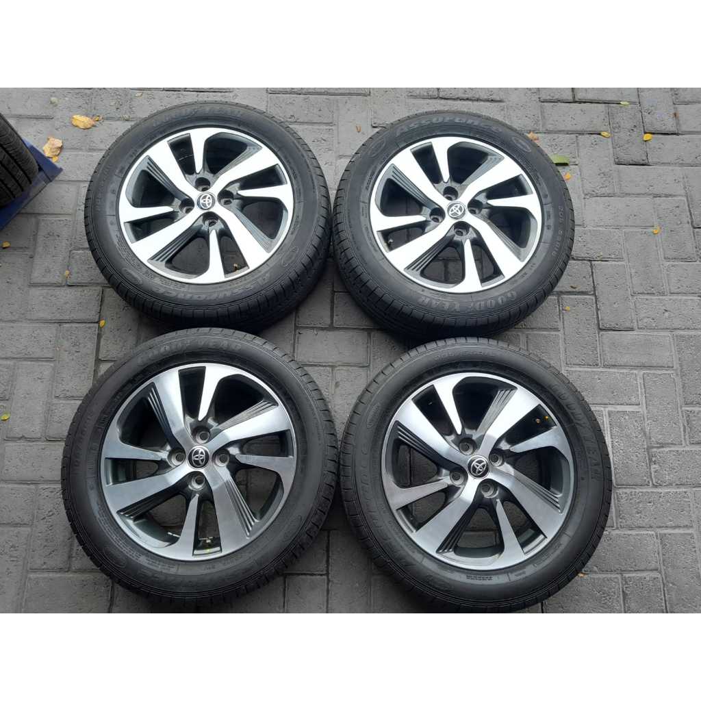 Velg Mobil Bekas Original Std Yaris Trd R16x6 baut 4 pcd 4x100 ET51 + Ban GoodYear 205 55 R16