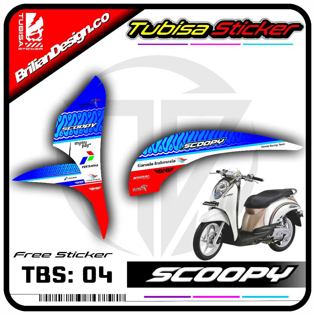 Sticker Striping Scoopy Karbu/Old - Stiker Striping Variasi Motor Scoopy Karbu/Old Mandalika. TBS.04
