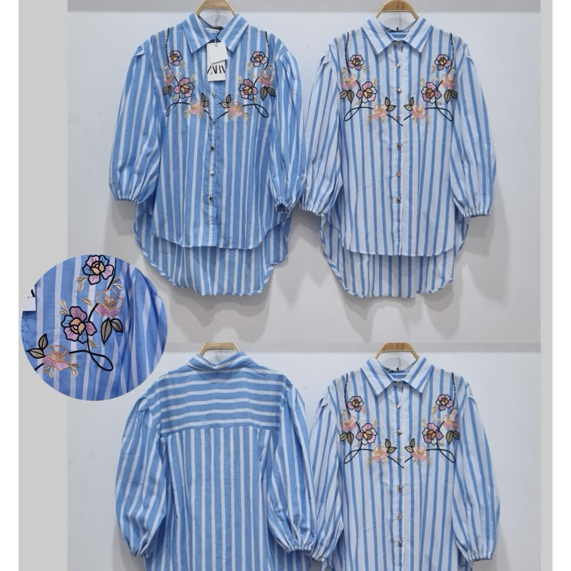 kemeja Vierra Zara//kemeja bordir Zara import//pakaianwanitasby