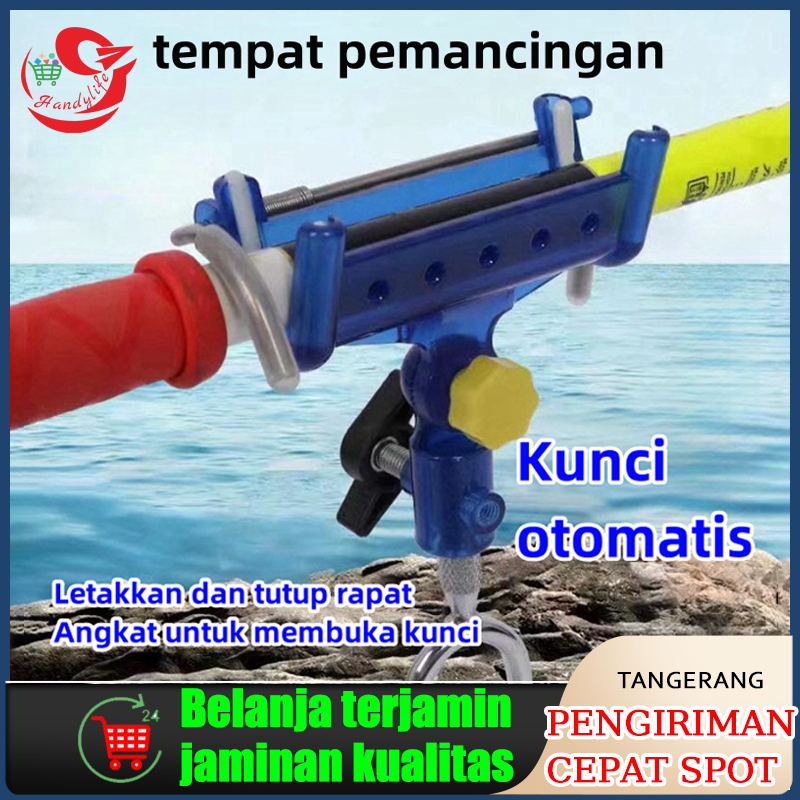 Otomatis Bracket Dudukan Joran Pancing Adjustable 360 Derajat Bahan Stainless Steel/Cagak Joran