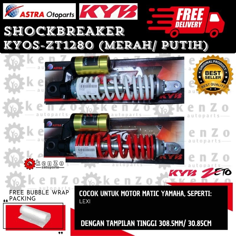 [Garansi Original Produk] [Kyb Zeto] Shock Tabung Aktif Yamaha Lexi ZT1280 Warna Merah / Putih di Ja