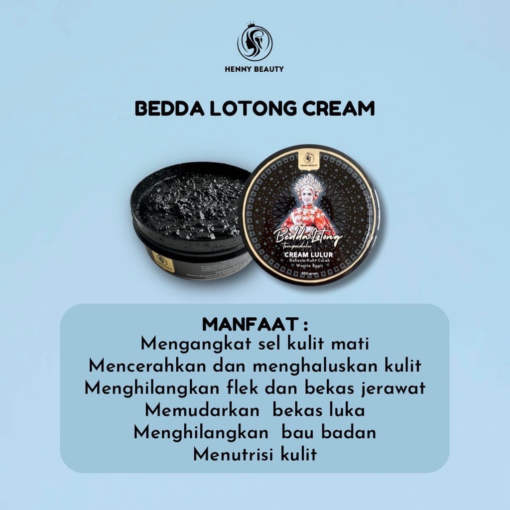 Lulur Badan Bedda Lotong 300gr | Henny Sabun Beras Hitam | LULUR BEDDA LOTONG | BEDAK LOTONG BUGIS B
