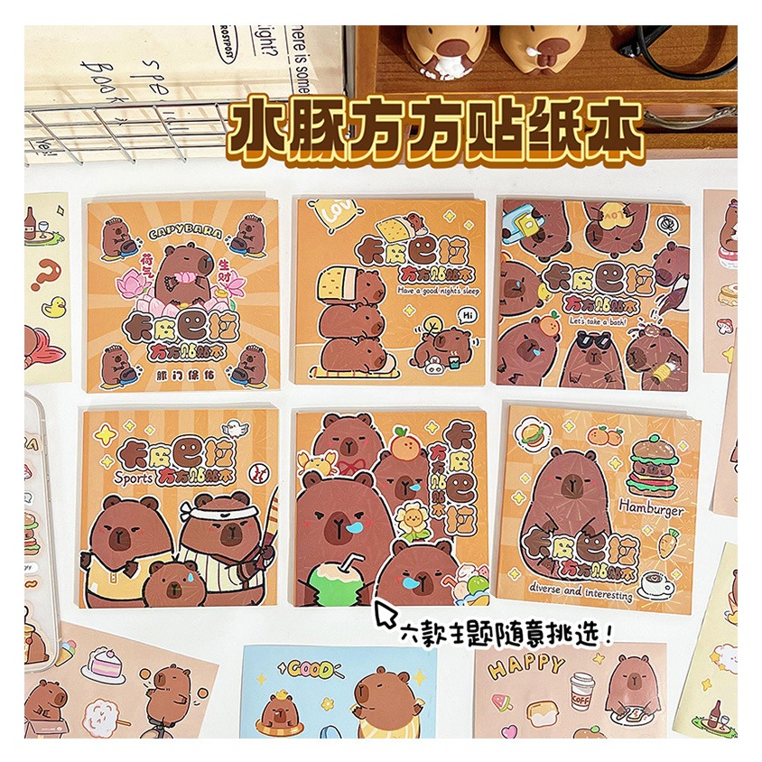 

Stiker Pack Capybara isi 20 lbr Capybara Stickey DIY Case Hp Dekor Buku Jurnal Stiker Square Pack Capybara MOMO051