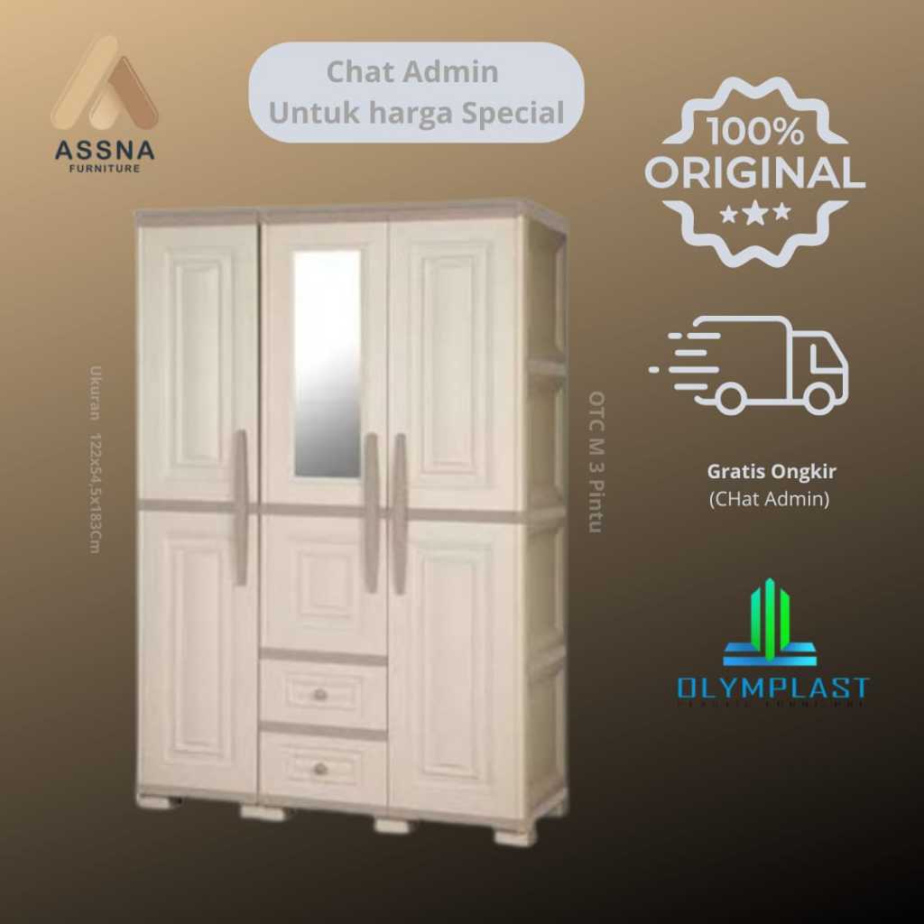 Lemari Pakaian Plastik Transform Cabinet Modern 3 Pintu OTC M