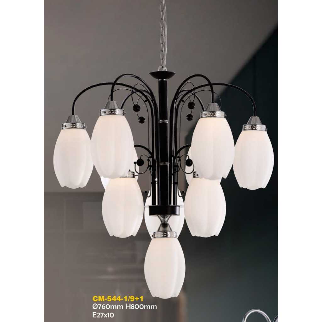 Apollo Lighting Lampu Hias Gantung Luxury Cabang Susun Bola Bunga Oval Mutiara Kaca Mewah Chandelier