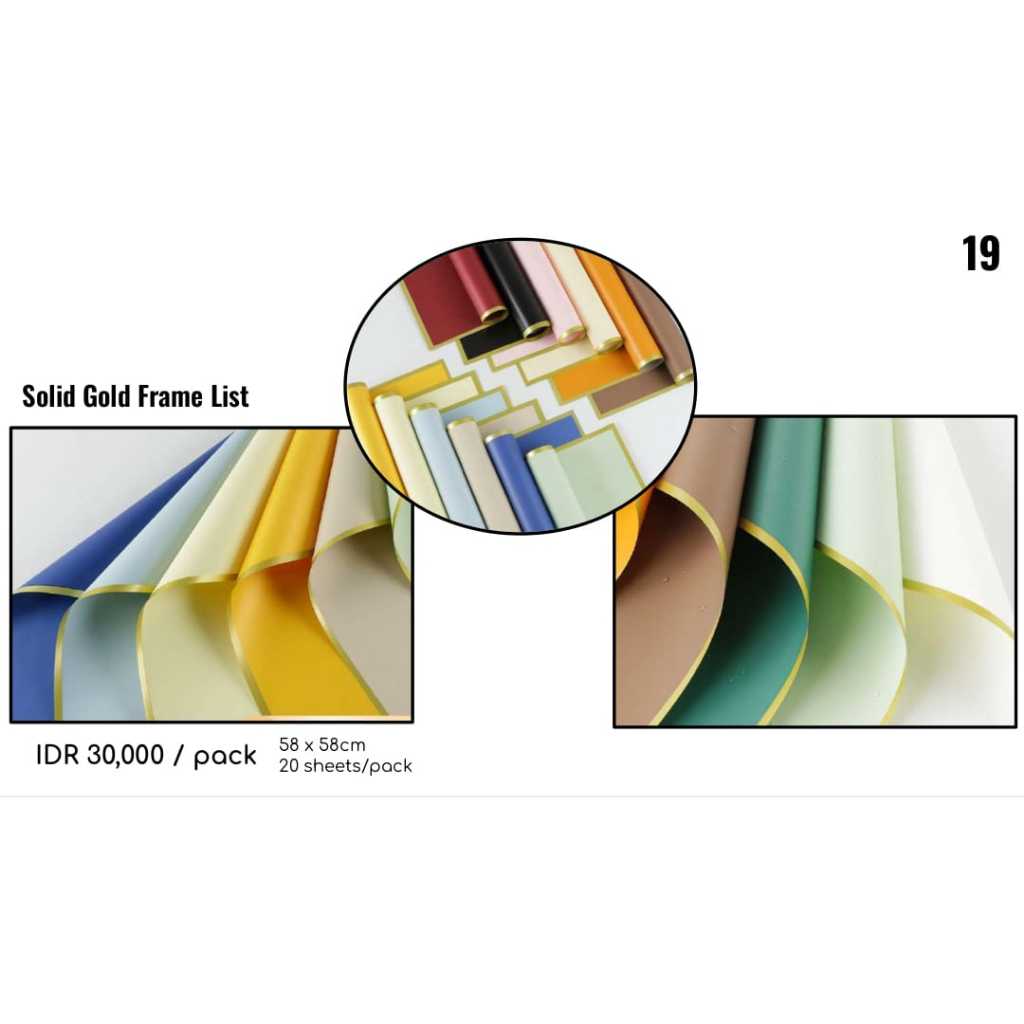 

MY Supplies - Solid Gold Frame List Kertas Bungkus Buket Bunga Emas 1 Pack 20 Lembar