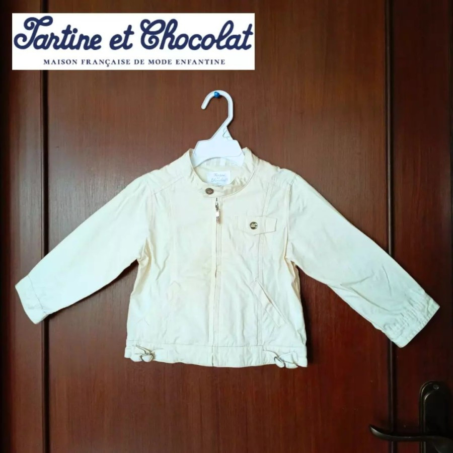 Jaket hoodie full zipper anak 2-3 Thn TART1NE et CH0C0LAT putih pl