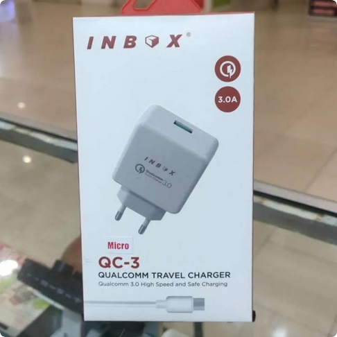 Travel Charger Qualcom Inbox QC-3 For Micro 3.0A Charger Inbox QC3 Micro 3.0A