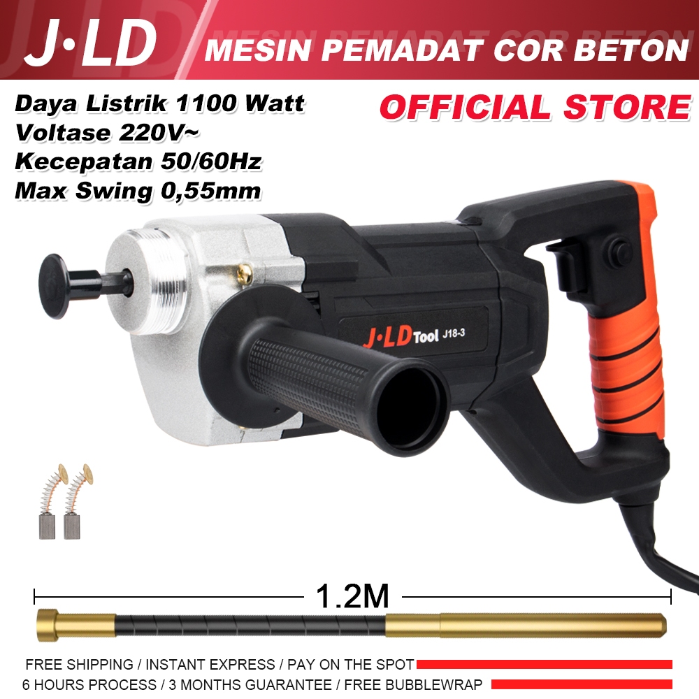JLD Mesin Pemadat Cor Beton 1100W Mesin Bor Vibrator 18-3 Original 1.2M Selang