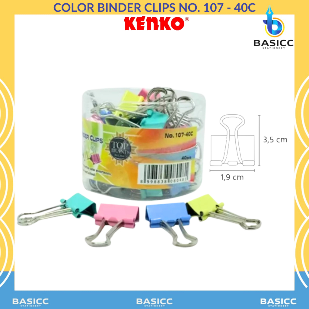 

Kenko Color Binder Clips Penjepit Kertas Warna No.107 - 40C | @ 1Drum