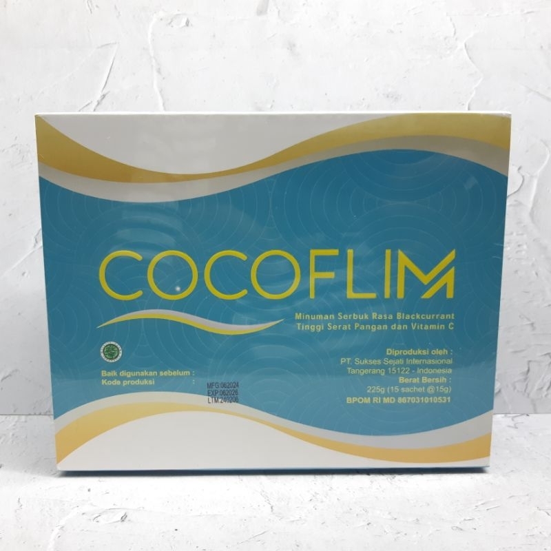 

COCOFLIM minuman serbuk rasa blackcurrant tinggi serat pangan dan vitamin C box isi 15 sachet 15gr