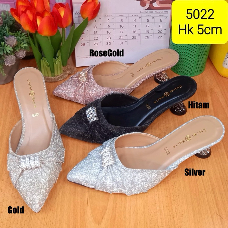 RTT8006 5022 - CK HEELS SLOP GLITTER TINGGI 5cm