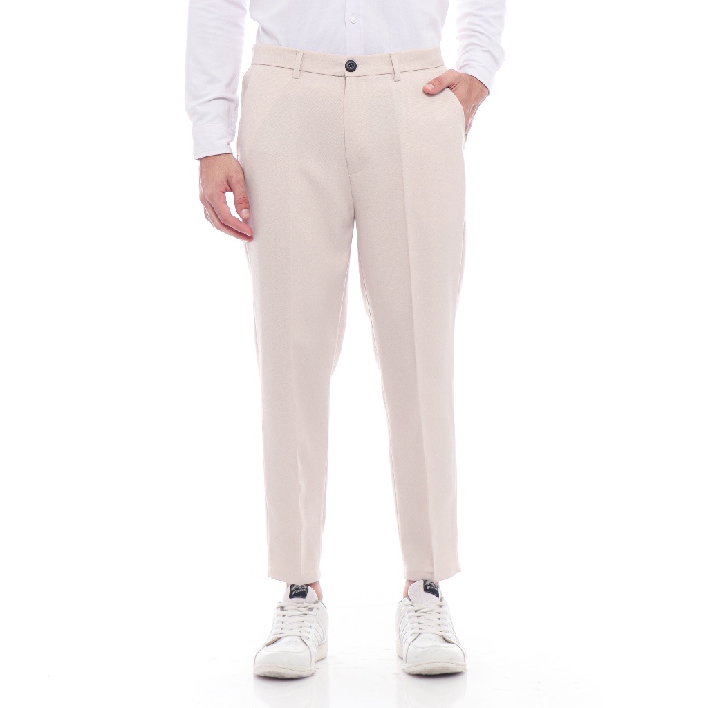 DZARGO - Celana Ankle Pants Pria (formal, bahan, kantor, kain, kerja) panjang slimfit - Cream