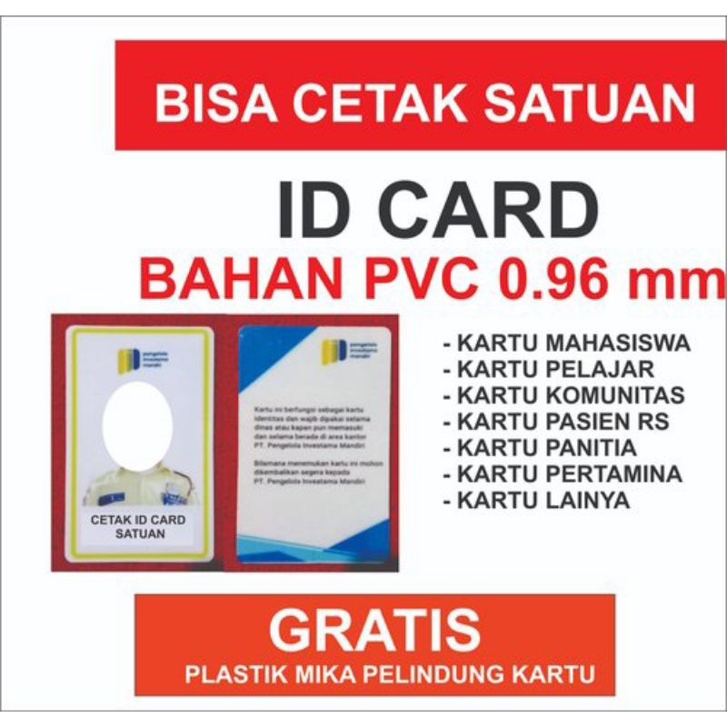 

CETAKIN KARTU ID CARD MEMBER DLL BAHAN PVC SEHARI JADI GRATIS MIKA PELINDUNG