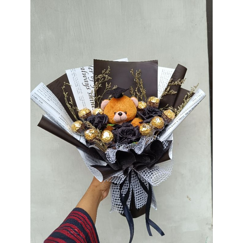 buket boneka Black rose coklat ferero Rocher