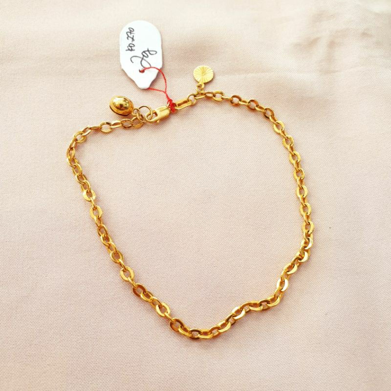 Gelang rantai nori mesin panjang emas asli kadar 375