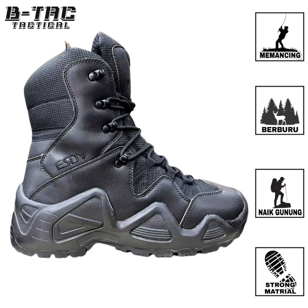 [S.Esdy 999 HITAM] SEPATU BOOTS PRIA 8 INCH/ Sepatu Tactical Boots 8 inc Bahan Cordura/Sepatu ESDY 8