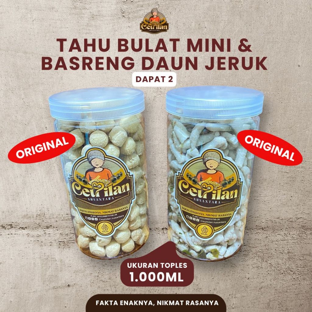 

[KEMASAN 1.000ML] Paket Ori DAPAT 2, Tahu Bulat Mini Original & Basreng Original Daun Jeruk