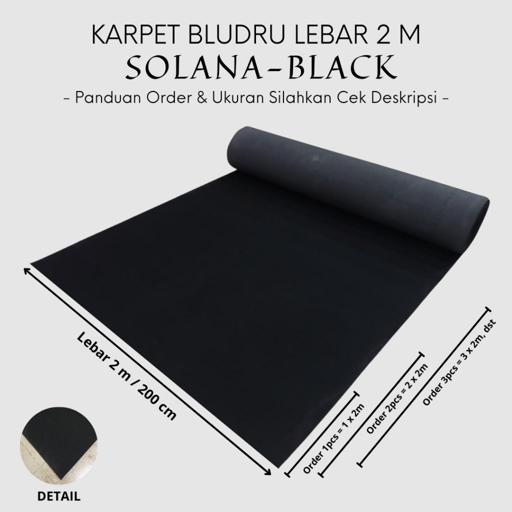 Karpet Lantai Bludru Polos Meteran 1x2m Karpet Exhibition SOLANA - BLACK